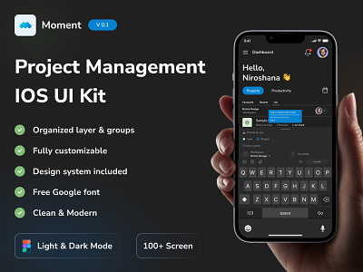 Project management IOS UI kit app branding components dark mode design figma graphic design ios light mode logo project management prototype ui ui kit user interface ux vector