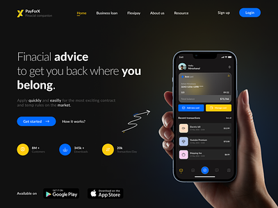 payForX Financial Website landing page Design company design figma finacial hero section landing page new trends ui user interface ux website