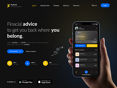 payForX Financial Website landing page Design