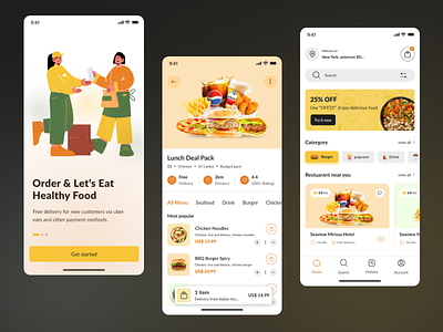 Fast food App Design app colorfull concept design design sytems food delivery mobile quality redesign sample uber etas ui user interface