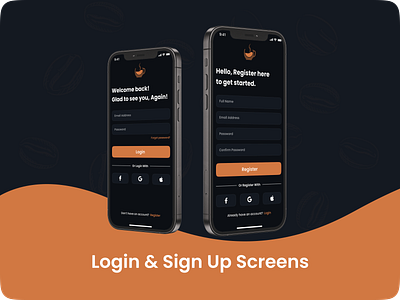 Coffee Shop App UI Design - Login & Sign Up Screens 2d app app design application case study coffee shop coffee shop app coffee shop app concept concept creative daily ui daily ui designs design figma login login sign up mobile app sign up ui ui design