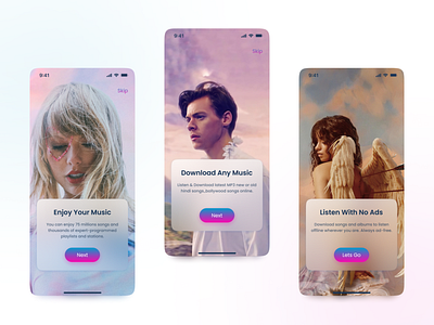 Hearify Mobile App UI Design - Onboarding Screens