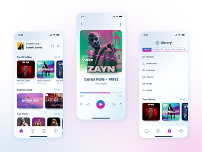 Hearify Mobile App UI Design 2d adobe illustrator adobe photoshop app app design application case study concept creative daily ui daily ui design design figma mobile app mobile app design music music app music player spotify ui design