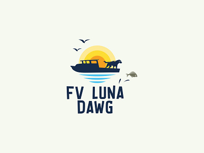 Logo design for Luna, The Dog boat branding character dog fishing illustration logo logo design ship