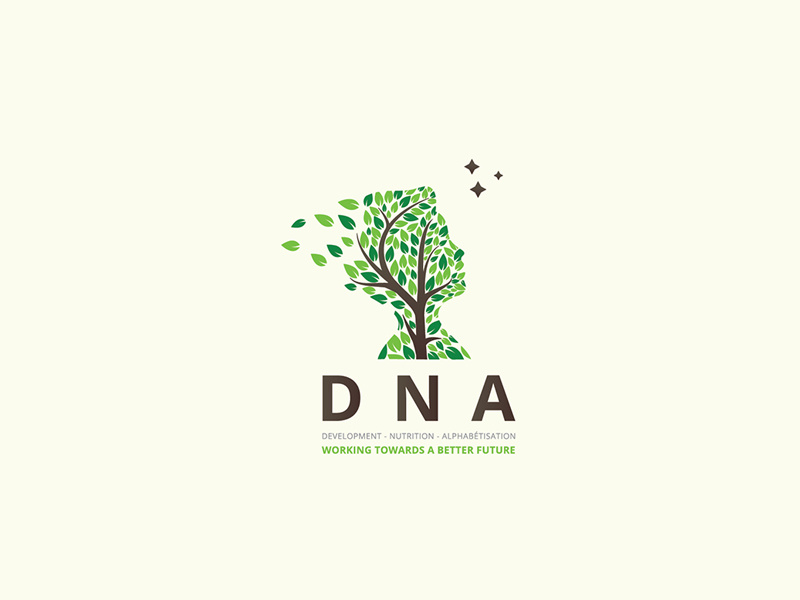 DNA alphabetisation development nutrition tree human nature leaves logo design art logo