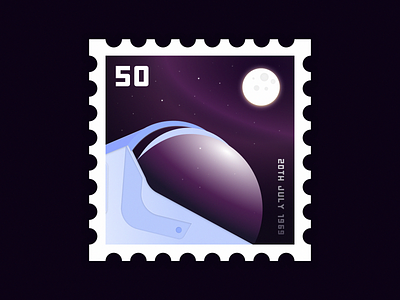 Moon Landing Anniversary Stamp illustration illustrator moon moon landing space stamp