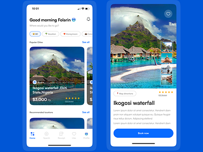 Travel app UI