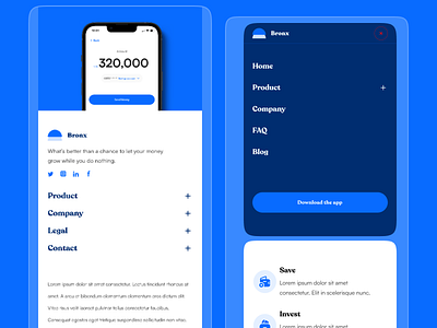 Bronx Finance mobile screens. design fintech minimal typography ui ux web