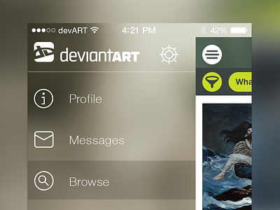 Menu - DeviantAPP app deviantapp deviantart ios iphone