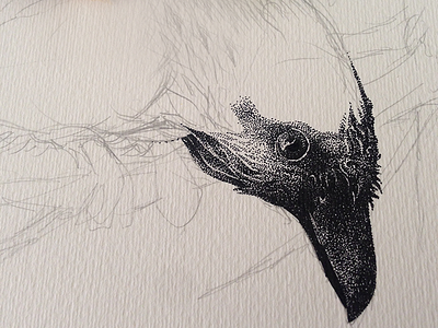 Ink Raven drawing ink pointillism