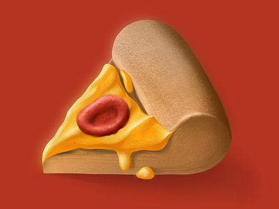 A Slice Of Pizza With A Red Blood Cell On It blood cell digital food painting pizza