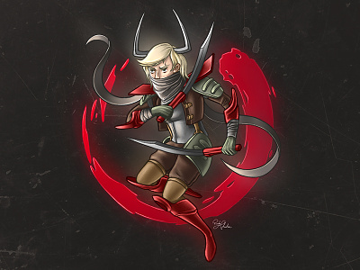 Server character character design digital illustration warrior