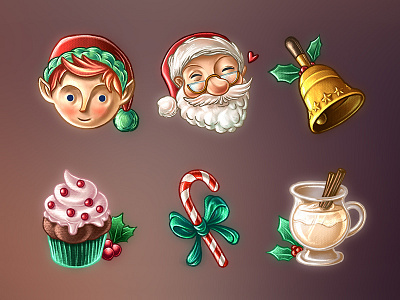 Christmas Stickers bell candy cane christmas cupcake eggnog elf holidays imessage jolly santa stickers