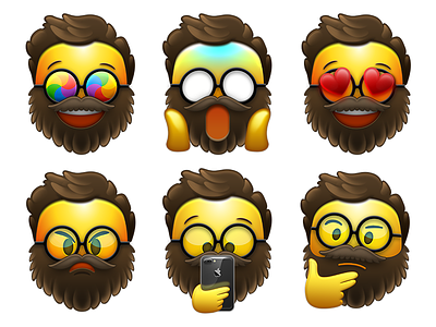 Bearded Emojis beard character design emoji stickers