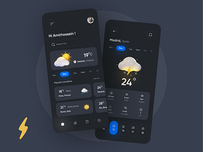 Weather Application app application climate design illustration minimal mobile modern ui ux weather