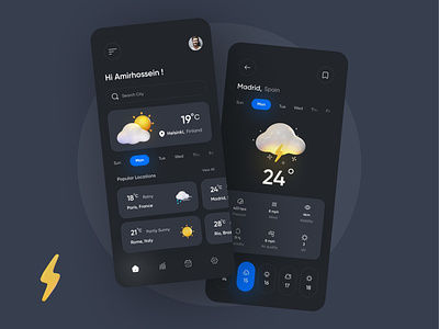 Weather Application app application climate design illustration minimal mobile modern ui ux weather