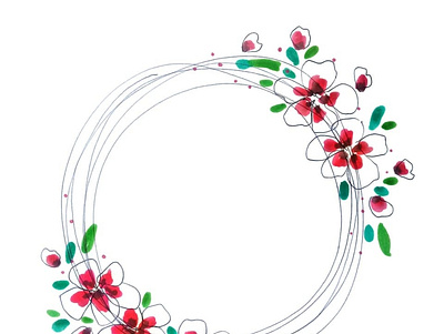 Ruby Red Floral Wreath design floral design floral wreath illustration minimal wreath