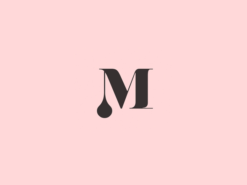 Melodrama boutique brandmark m kitsch feminine fashion logotype logo simple branding icon tear brand mark minimal design
