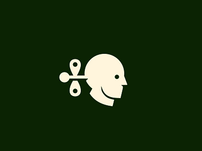 Clockwork Fortune brandmark clockwork cog head icon logo logotype man minimalism programming psychology screw