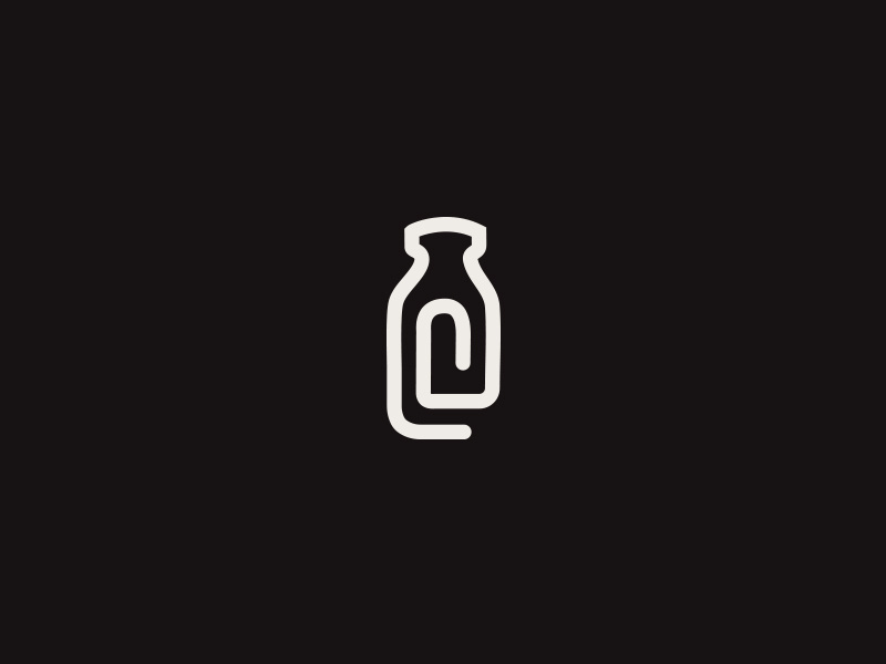 DeMilked Brandmark blog paperclip brandmark icon logotype brand mark simple bottle milk symbol
