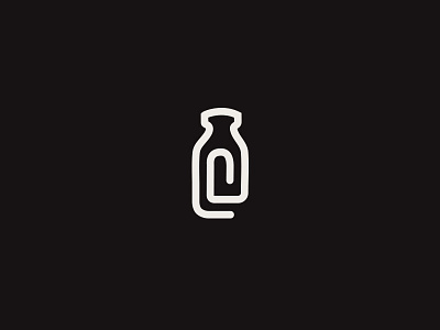 DeMilked Brandmark blog bottle brand mark brandmark icon logotype milk paperclip simple symbol