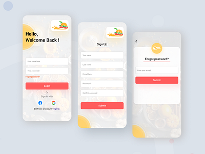 Login, Sign Up & Forgot Password UI app app design branding forgot password graphic design login logo regi register page sign up ui