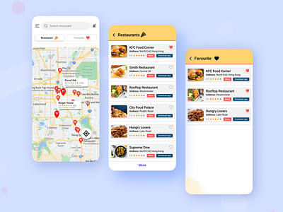 Find a restaurant UI app app design favourite page map motion graphics restaurant ui restaurant ui design ui ui design uiux