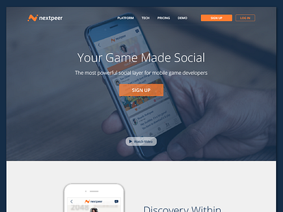 Nextpeer Website - Homepage homepage mobile nextpeer portfolio product startup ui ux website