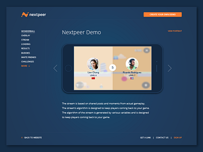 Nextpeer Website - Demopage demopage mobile multiplayer nextpeer portfolio product social startup ui ux website
