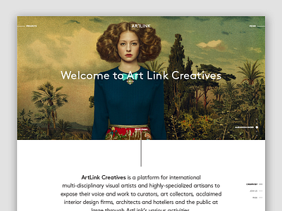 Artlink.com Creatives art artist clean landing page layout minimal type typography ui web website