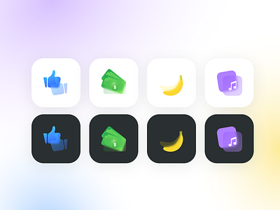 Glassmorphism icon set 🍌 UI