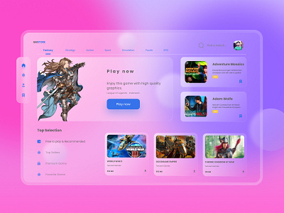 Glass-morphism Gamestore Software design