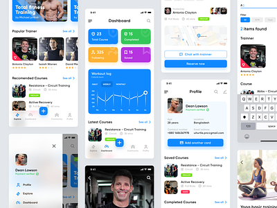 Fitness Training App analytics fitness fitness app fitness club fitness trainer training ui userexperience userinterface ux workout app workout tracker