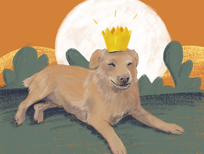 Dog with crown crown digital illustration digital painting dog dog illustration prince procreate puppy