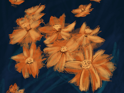 Flowers botanical digital painting floral flowers illustration orange flowers