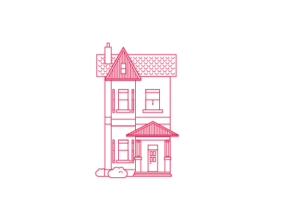 House 1: Bay And Gable house illustration line architecture home roof windows 2-story house neighborhood