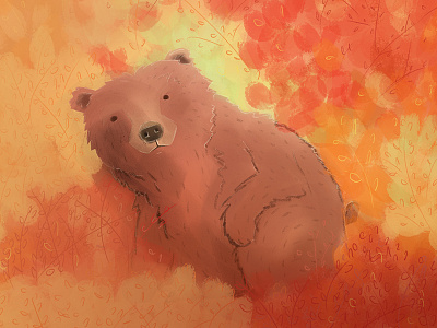 Autumn Bear autumn bear fall grizzly bear illustration painting