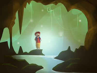 Cave Adventure WIP adventure cave character forrest illustration magical scene