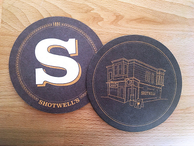 Shotwell's Coasters 1 architecture bar coasters drink gold illustration print