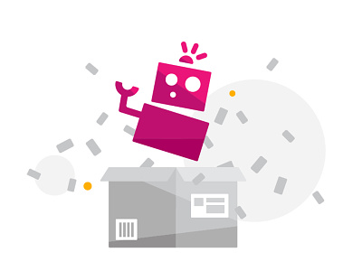 Marketplace Robot box character delivery illustration marketplace package vector