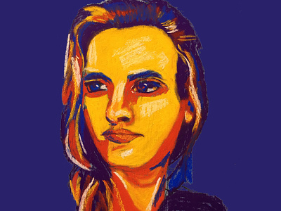 Portrait character colorful illustration oil pastel portrait self portrait