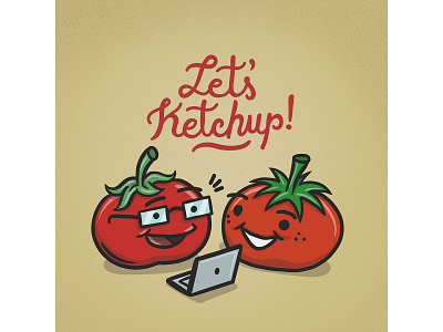 WFH Tip: Spend 1h/week catching up with other teams’ work illustration ketchup remote work speedart teamwork tomatoes wfh wfhtip work from home
