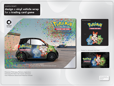 Pokemon TCG vinyl wrap for Smart Fortwo branding car card cartoon design flat illustration mercedes pokemon smart trading cards typography vehicle vinyl vinyl wrap