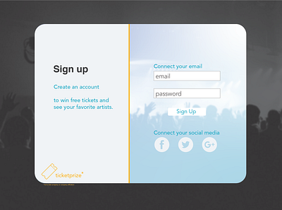 DailyUI001: Sign up page to win concert tickets branding concert design email flat illustration logo sign up ui vector website