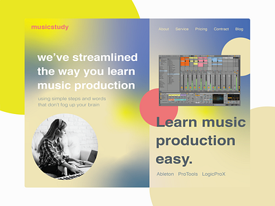 DailyUI003: Landing page for online music production classes branding color dailyui design flat graphic design illustration logo typography ui vector