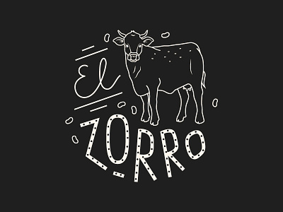 El Zorro beef bull chalkboard cow food illustration lettering line menu mexican restaurant