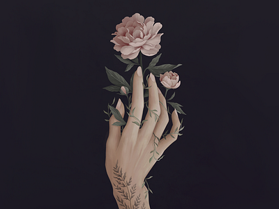 Bloom flora floral flower garden growth hand illustration leaves life peonies peony pink plant rose tattoo vintage
