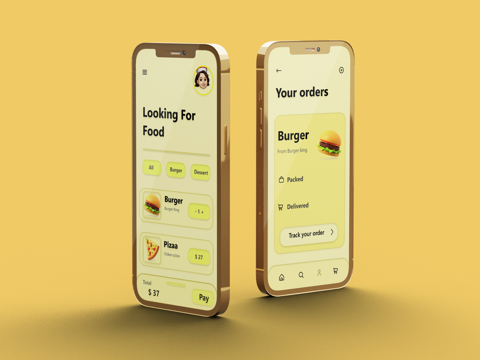 Yellow Background Food Application by Deniz Mohammadzadeh on Dribbble