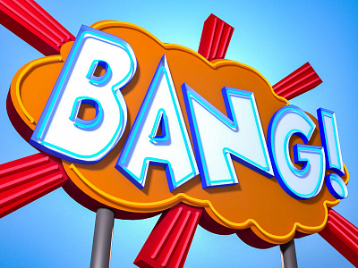 BANG! 3d 3dart b3d blender design illustration neon retro type typography