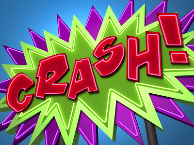 CRASH! 3d 3dart b3d blender design illustration neon retro type typography